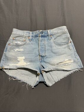 Levi's Light Blue Ripped Denim Cutoff Shorts